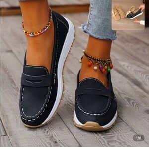 2 pairs -Stylish Loafers with White Soles- blk and tan